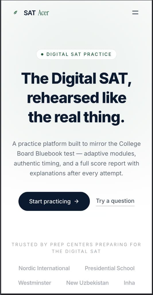 SAT Acer mobile landing